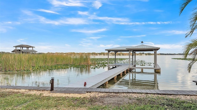 view of dock featuring a water view