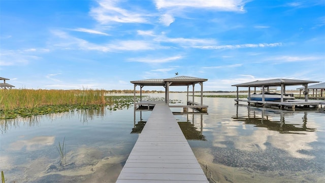 view of dock featuring a water view