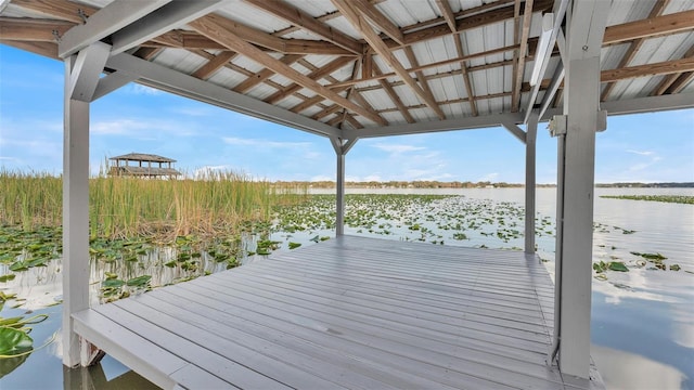 view of dock featuring a water view