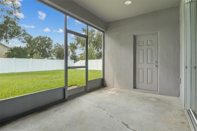 view of unfurnished sunroom