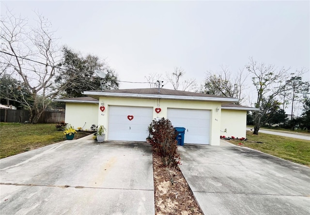 garage with a lawn