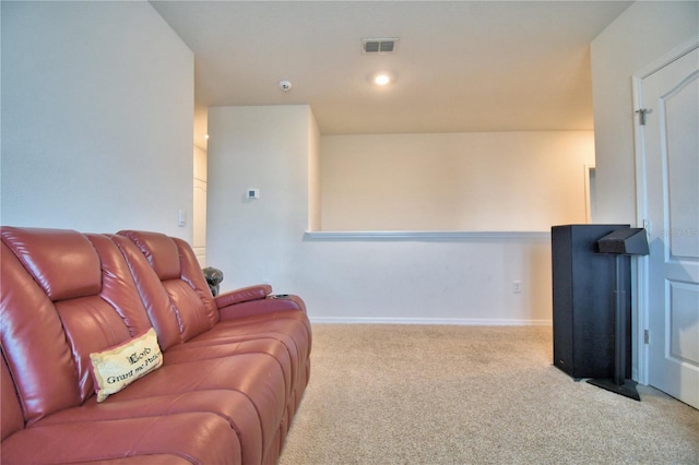 living room featuring light colored carpet