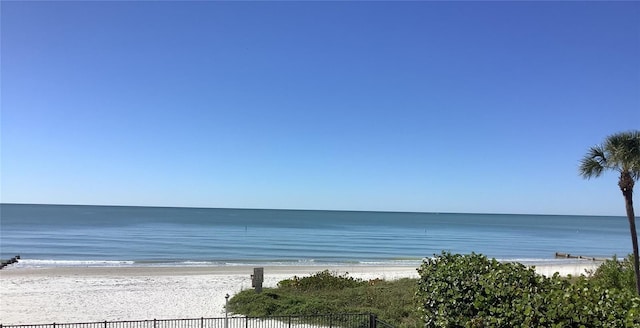 property view of water featuring a view of the beach