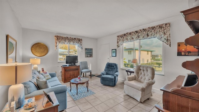 view of tiled living room