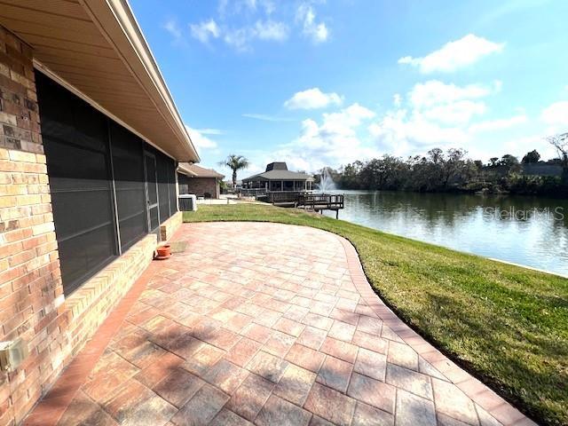 view of patio / terrace featuring a water view