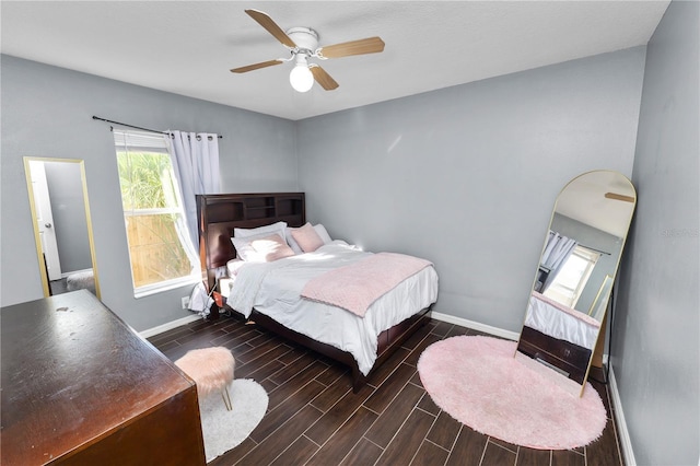 bedroom featuring ceiling fan