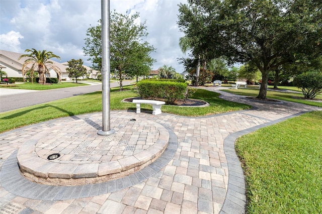 view of home's community with a yard