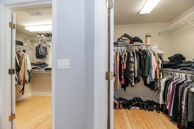 walk in closet featuring wood finished floors