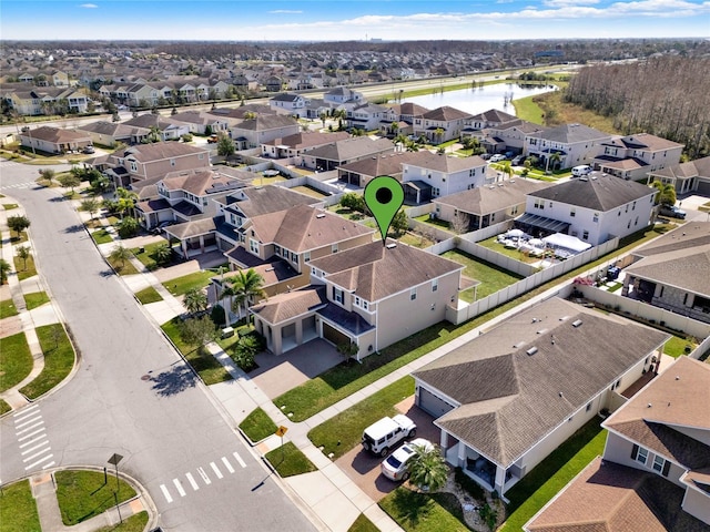 bird's eye view featuring a water view