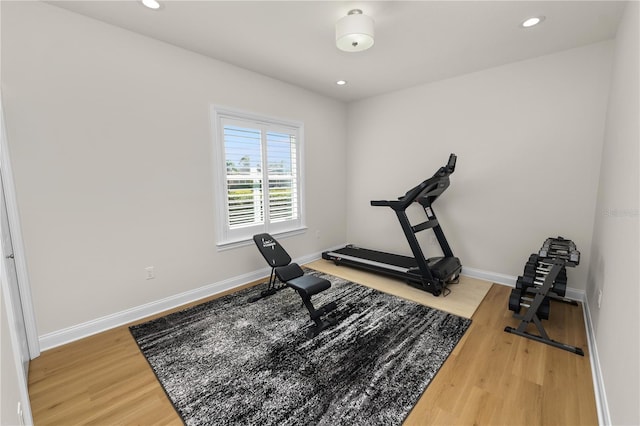 exercise room featuring hardwood / wood-style flooring