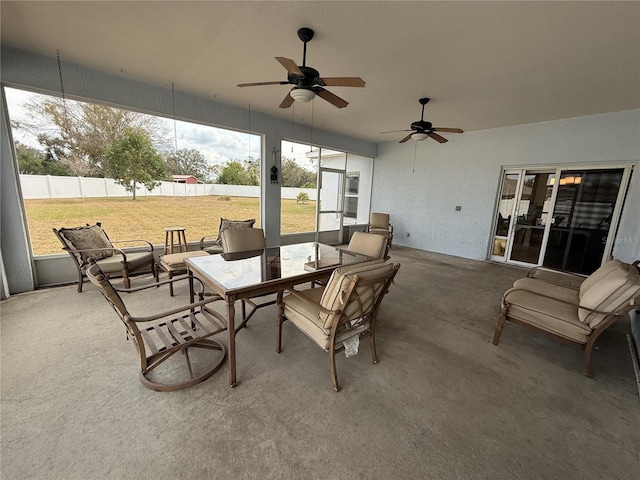 view of patio / terrace featuring ceiling fan