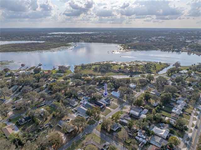 bird's eye view featuring a water view