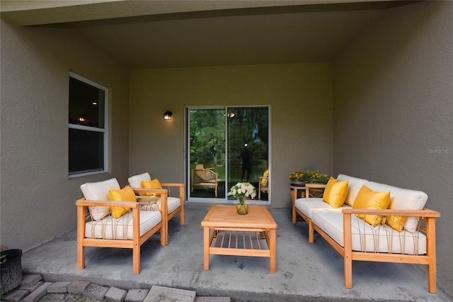 view of patio featuring an outdoor living space