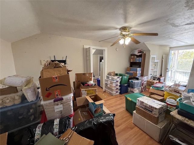 storage featuring ceiling fan