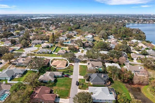 bird's eye view featuring a water view