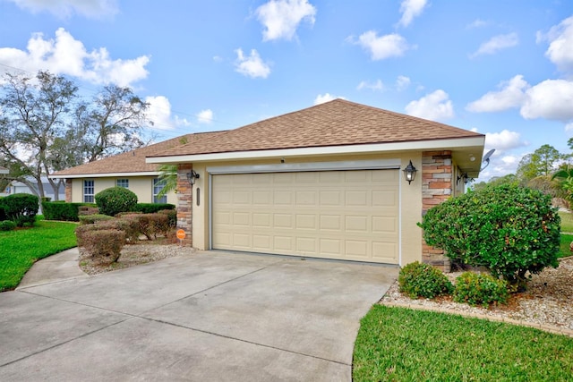 single story home featuring a garage