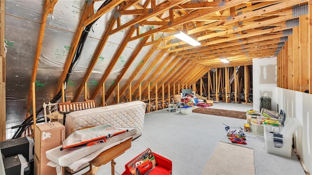 view of unfinished attic