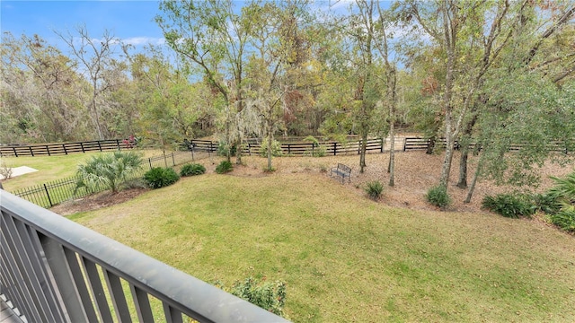 view of yard with a rural view