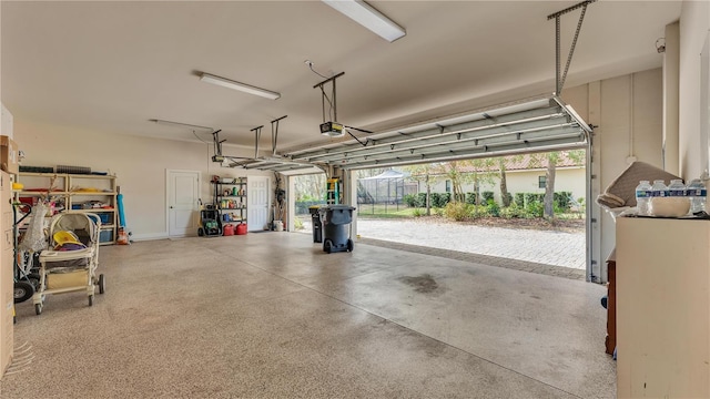 garage with a garage door opener