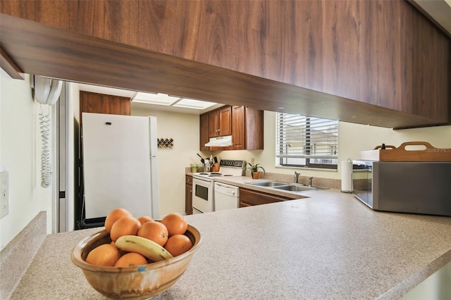 kitchen featuring sink and white appliances