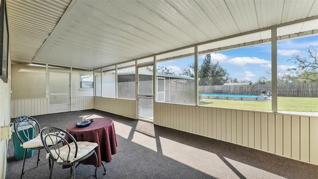 view of unfurnished sunroom