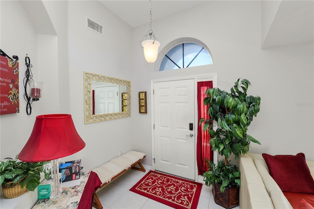 entrance foyer with light tile patterned flooring