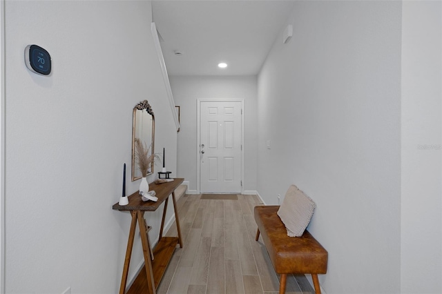 hall featuring light hardwood / wood-style floors