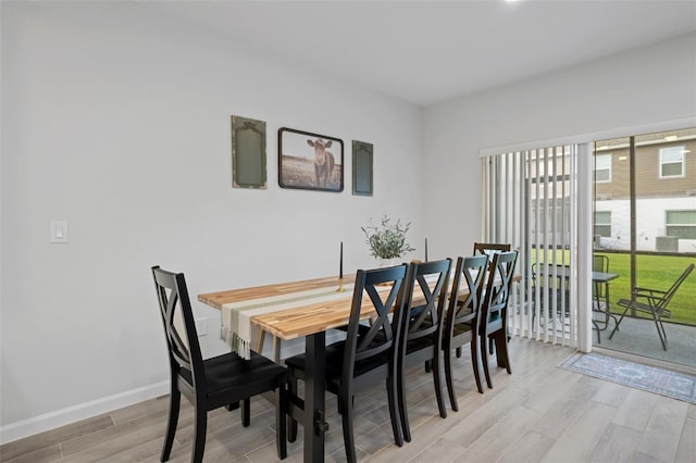 dining room with light hardwood / wood-style flooring