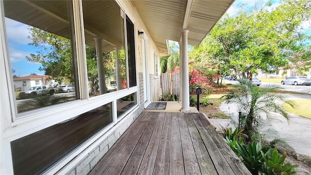 deck featuring covered porch