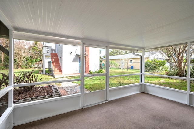 view of unfurnished sunroom