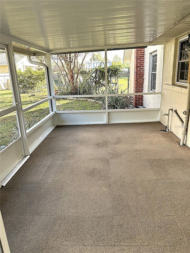 view of unfurnished sunroom