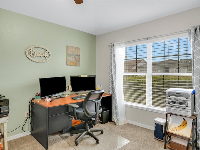 view of carpeted office space