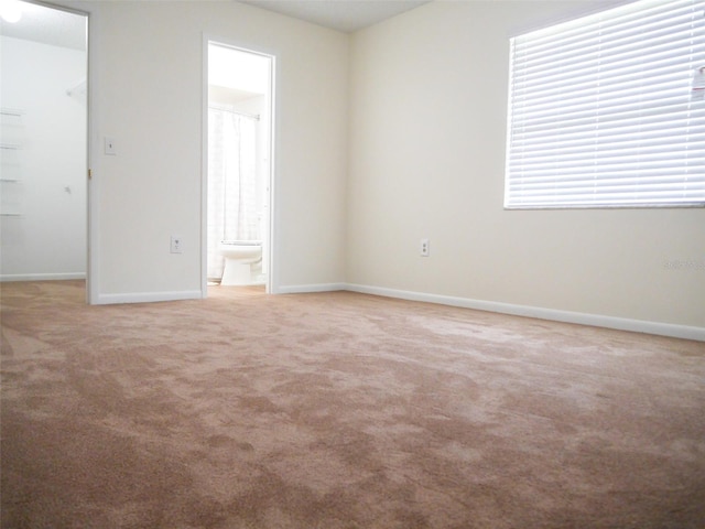 unfurnished room with light colored carpet