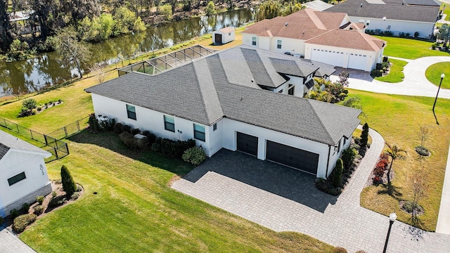 bird's eye view featuring a water view