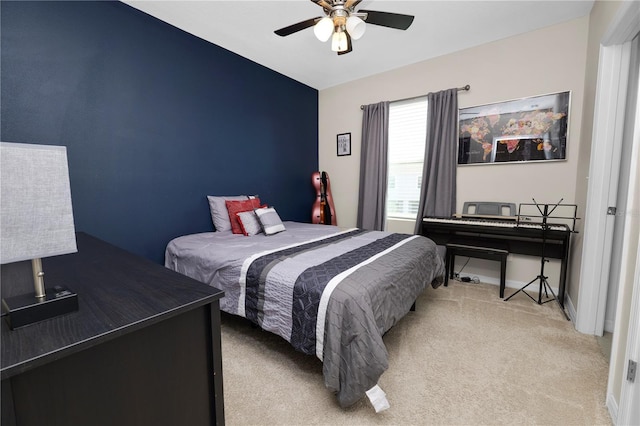 8680 Falling Blue Pl, Riverview, FL 33578 - bedroom with carpet flooring, ceiling fan, and baseboards