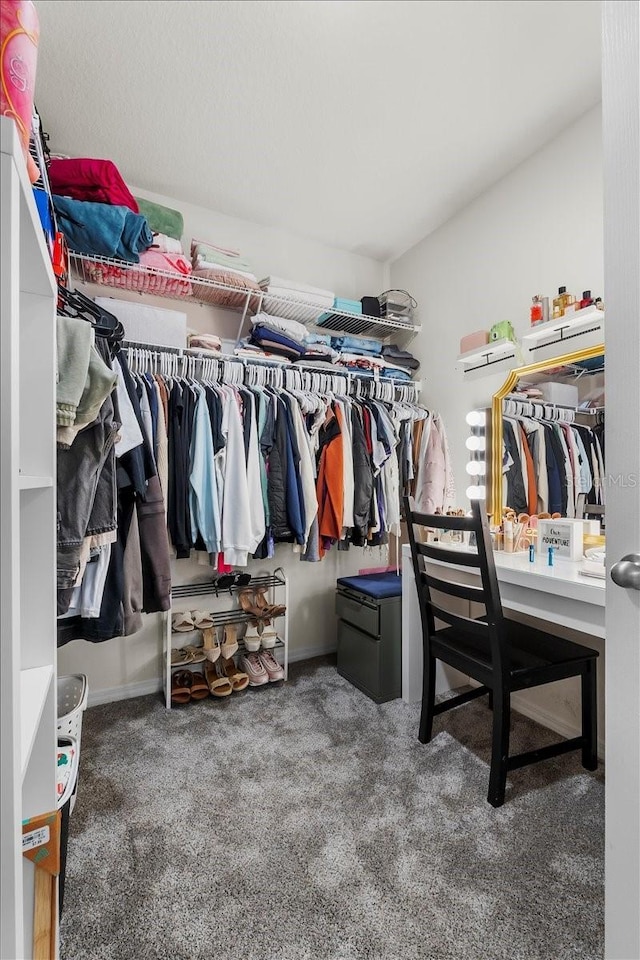 spacious closet with carpet flooring