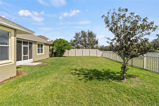 view of yard featuring a fenced backyard