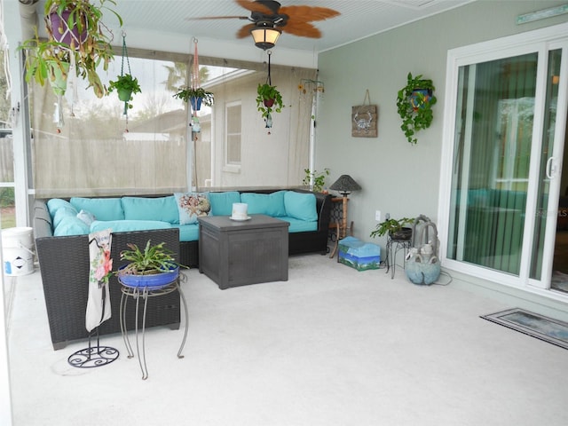 view of patio / terrace with ceiling fan and outdoor lounge area