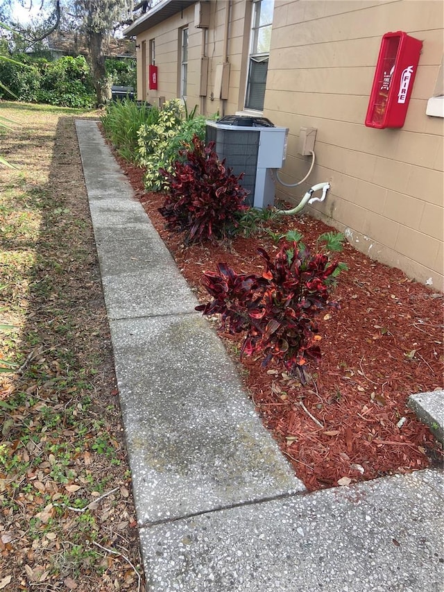 exterior space featuring central air condition unit