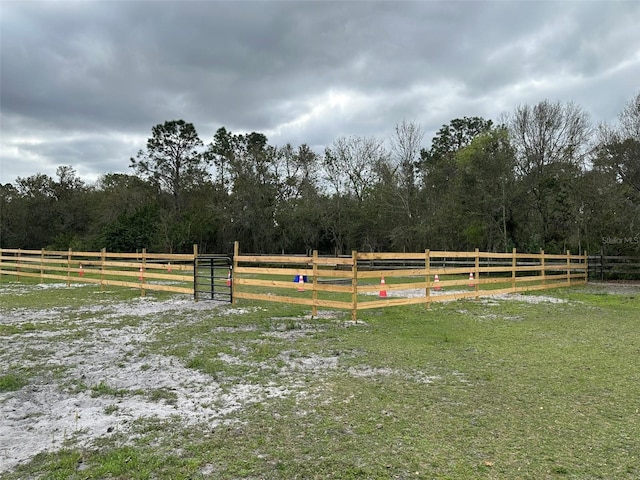 view of yard with a rural view