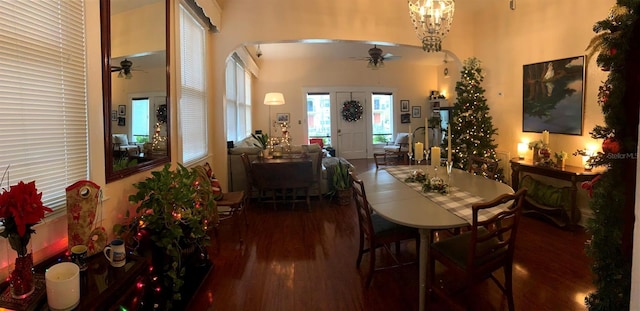 1919 W N A St, Tampa, FL 33606 - dining area with arched walkways, wood finished floors, and ceiling fan