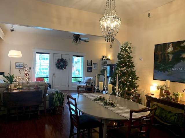 1919 W N A St, Tampa, FL 33606 - dining space featuring wood finished floors and ceiling fan with notable chandelier