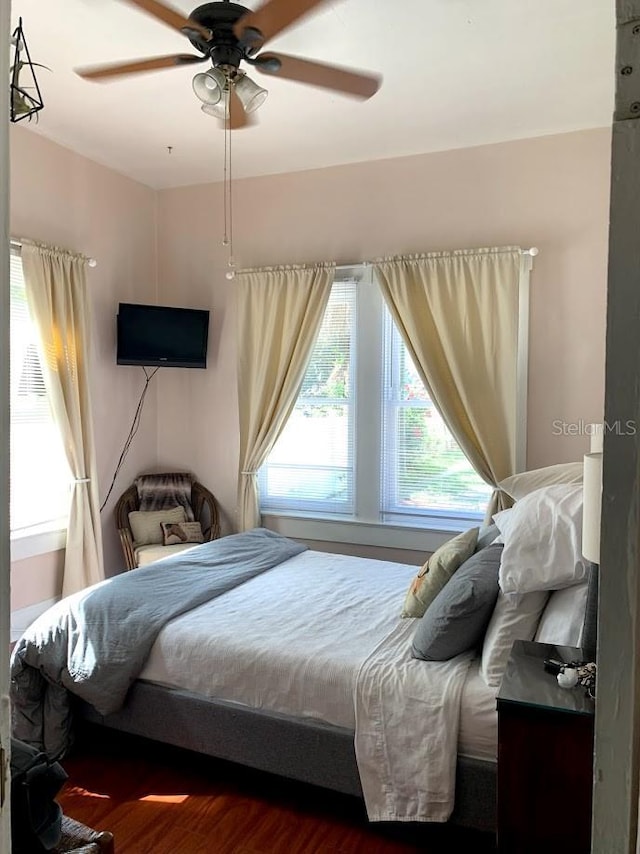 1919 W N A St, Tampa, FL 33606 - bedroom with ceiling fan and wood finished floors