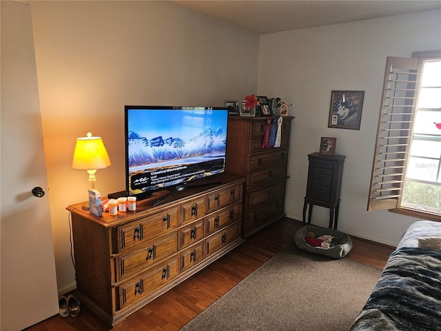 living room featuring dark hardwood / wood-style floors