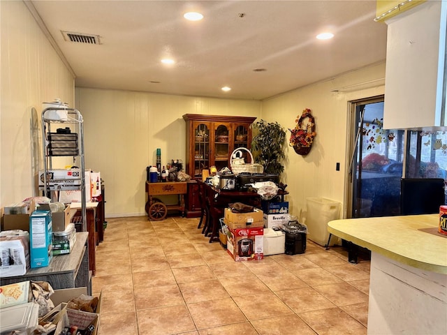 interior space with light tile patterned floors