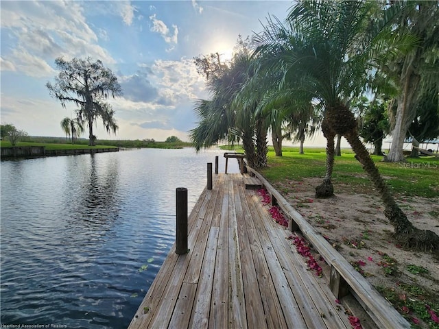 dock area featuring a water view