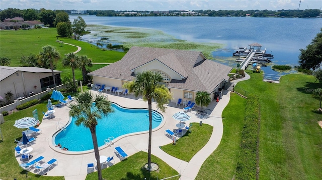 3976 Cypress Lndg W, Winter Haven, FL 33884 - community pool featuring a water view and a patio