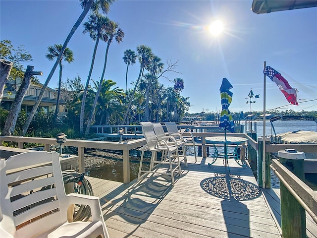 dock area featuring a water view