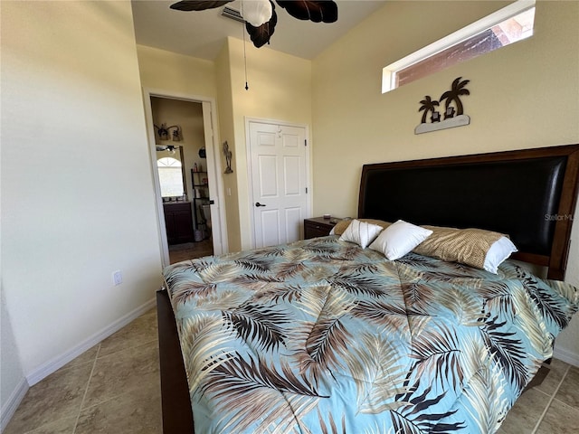 394 Nolane Ln, Polk City, FL 33868 - bedroom featuring ceiling fan, baseboards, ensuite bathroom, and tile patterned floors