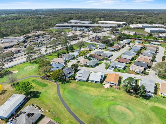 bird's eye view with view of golf course